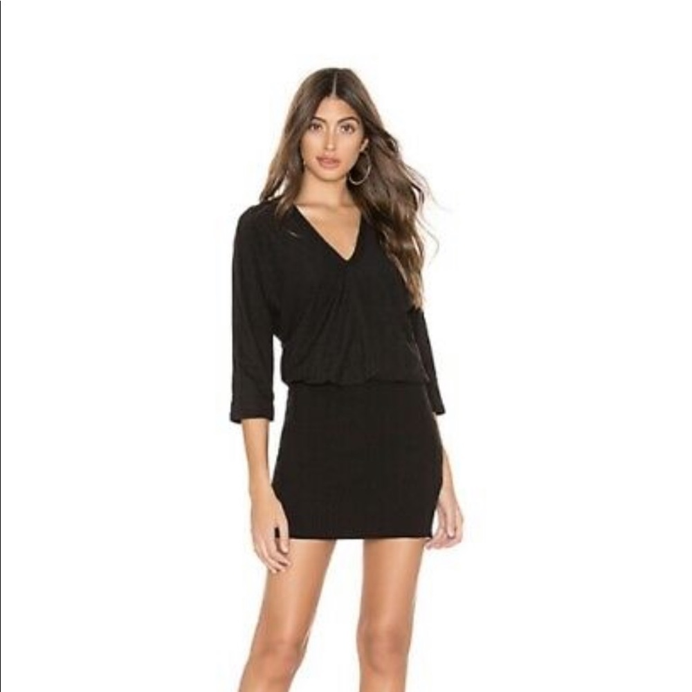 James Perse Mixed Media 3/4 Length Sleeve Dress